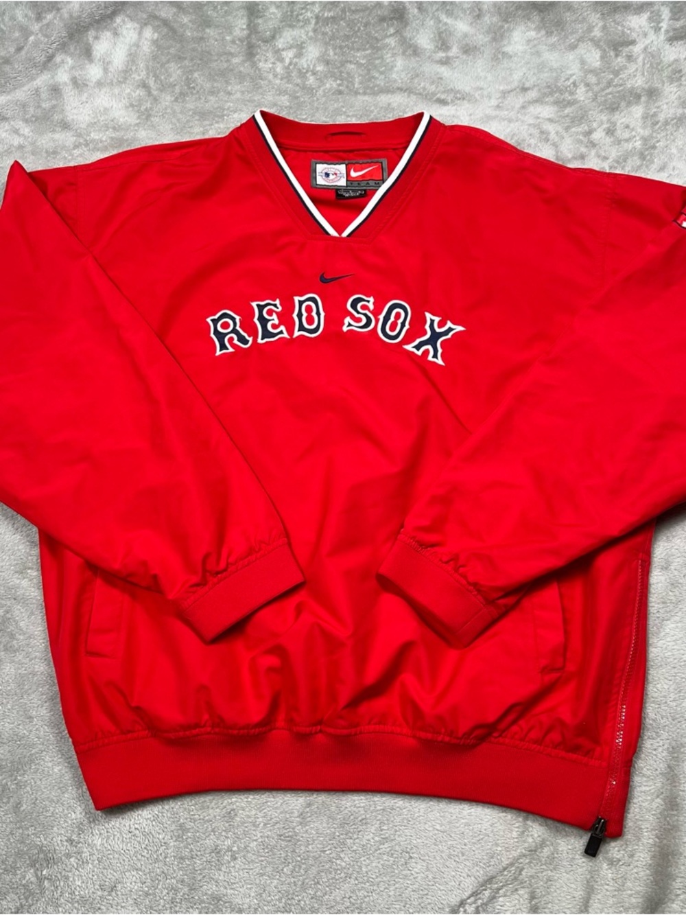 VTG Nike Boston Red Sox Center Swoosh Pullover Mens L Red Windbreaker Baseball